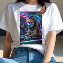 柴犬 Tシャツ レディース 犬ファン 半袖 春夏 犬柄 プリント カジュアル かわいい 人間用 個性派 ここだけのデザイン 面白 DJ 柴犬 ターンテーブル ヘッドホン サングラス