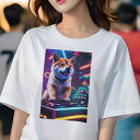 柴犬 Tシャツ レディース 犬ファン 半袖 春夏 犬柄 プリント カジュアル かわいい 人間用 個性派 ここだけのデザイン 面白 DJ 柴犬 ターンテーブル ネ...