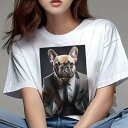 フレンチブルドッグ Tシャツ レディース 犬ファン 半袖 春夏 犬柄 プリント カジュアル かわいい 人間用 個性派 ここだけのデザイン 面白 スーツ フレンチ...