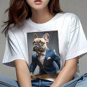 フレンチブルドッグ Tシャツ レディース 犬ファン 半袖 春夏 犬柄 プリント カジュアル かわいい 人間用 個性派 ここだけのデザイン 面白 スーツ フレンチ...