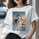シベリアンハスキー Tシャツ レディース 犬ファン 半袖 春夏 犬柄 プリント カジュアル かわいい 人間用 個性派 ここだけのデザイン 面白 雪 シベリアンハ...