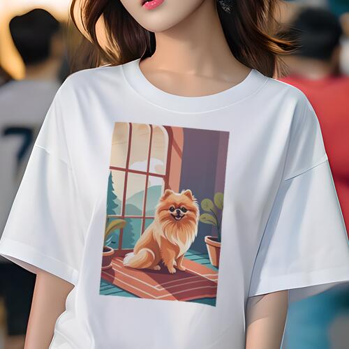 ポメラニアン Tシャツ レディース 犬ファン 半袖 春夏 犬柄 プリント カジュアル かわいい 人間用 個性..