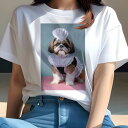 シーズー Tシャツ レディース 犬ファン 半袖 春夏 犬柄 プリント カジュアル かわいい 人間用 個性派 ここだけのデザイン 面白 メイド服 シーズー 帽子