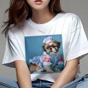 シーズー Tシャツ レディース 犬ファン 半袖 春夏 犬柄 プリント カジュアル かわいい 人間用 個性派 ここだけのデザイン 面白 コスチューム シーズー 帽子