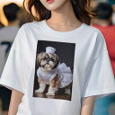 シーズー Tシャツ レディース 犬ファン 半袖 春夏 犬柄 プリント カジュアル かわいい 人間用 個性派 ここだけのデザイン 面白 メイド服 シーズー 帽子