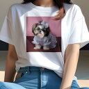 シーズー Tシャツ レディース 犬ファン 半袖 春夏 犬柄 プリント カジュアル かわいい 人間用 個性派 ここだけのデザイン 面白 リボン シーズー ワンピース