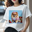 ポメラニアン Tシャツ レディース 犬ファン 半袖 春夏 犬柄 プリント カジュアル かわいい 人間用 個性派 ここだけのデザイン 面白 イチゴ ポメラニアン ...