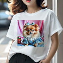ポメラニアン Tシャツ レディース 犬ファン 半袖 春夏 犬柄 プリント カジュアル かわいい 人間用 個性派 ここだけのデザイン 面白 リボン ポメラニアン ストロベリー ワンピース チェック柄