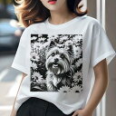 ヨークシャーテリア Tシャツ レディース 犬ファン 半袖 春夏 犬柄 プリント カジュアル かわいい 人間用 個性派 ここだけのデザイン 面白 花 ヨークシャーテリア デイジー