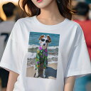 アフガンハウンド Tシャツ レディース 犬ファン 半袖 春夏 犬柄 プリント カジュアル かわいい 人間用 個性派 ここだけのデザイン 面白 サングラス アフガ...