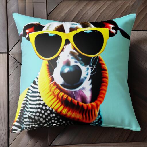 サングラス イタリアングレーハウンド ドット柄 セーター クッションカバー 45×45cm アニマル柄 おしゃ..