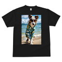 ボーダーコリー Tシャツ メンズ キッズ 犬ファン 半袖 春夏 犬柄 プリント カジュアル かわいい 人間用 個性派 ここだけのデザイン 面白 アロハシャツ ボーダーコリー ビーチ サングラス 海