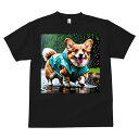コーギー Tシャツ メンズ キッズ 犬ファン 半袖 春夏 犬柄 プリント カジュアル かわいい 人間用 個性派 ここだけのデザイン 面白 雨 コーギー レインコ...