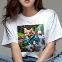コーギー Tシャツ レディース 犬ファン 半袖 春夏 犬柄 プリント カジュアル かわいい 人間用 個性派 ここだけのデザイン 面白 雨 コーギー レインコート...