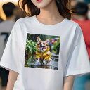 コーギー Tシャツ レディース 犬ファン 半袖 春夏 犬柄 プリント カジュアル かわいい 人間用 個性派 ここだけのデザイン 面白 雨 コーギー レインコート...