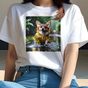 コーギー Tシャツ レディース 犬ファン 半袖 春夏 犬柄 プリント カジュアル かわいい 人間用 個性派 ここだけのデザイン 面白 雨 コーギー レインコート