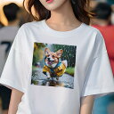 コーギー Tシャツ レディース 犬ファン 半袖 春夏 犬柄 プリント カジュアル かわいい 人間用 個性派 ここだけのデザイン 面白 雨 コーギー レインコート...