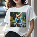 コーギー Tシャツ レディース 犬ファン 半袖 春夏 犬柄 プリント カジュアル かわいい 人間用 個性派 ここだけのデザイン 面白 雨 コーギー レインコート...