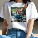 コーギー Tシャツ レディース 犬ファン 半袖 春夏 犬柄 プリント カジュアル かわいい 人間用 個性派 ここだけのデザイン 面白 雨 コーギー レインコート