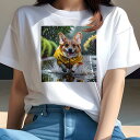 コーギー Tシャツ レディース 犬ファン 半袖 春夏 犬柄 プリント カジュアル かわいい 人間用 個性派 ここだけのデザイン 面白 雨 コーギー レインコート...