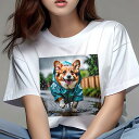 コーギー Tシャツ レディース 犬ファン 半袖 春夏 犬柄 プリント カジュアル かわいい 人間用 個性派 ここだけのデザイン 面白 雨 コーギー レインコート...