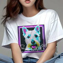 ウエストハイランドホワイトテリア Tシャツ レディース 犬ファン 半袖 春夏 犬柄 プリント カジュアル かわいい 人間用 個性派 ここだけのデザイン 面白 ネ...