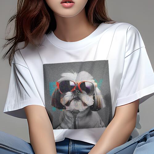 シーズー Tシャツ レディース 犬ファン 半袖 春夏 犬柄 プリント カジュアル かわいい 人間用 個性派 ここだけのデザイン 面白 サングラス シーズー ジャケット