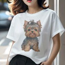 ヨークシャーテリア Tシャツ レディース 犬ファン 半袖 春夏 犬柄 プリント カジュアル かわいい 人間用 個性派 ここだけのデザイン 面白 かわいい ヨーク...