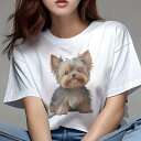 ヨークシャーテリア Tシャツ レディース 犬ファン 半袖 春夏 犬柄 プリント カジュアル かわいい 人間用 個性派 ここだけのデザイン 面白 かわいい ヨーク...