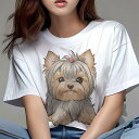 ヨークシャーテリア Tシャツ レディース 犬ファン 半袖 春夏 犬柄 プリント カジュアル かわいい 人間用 個性派 ここだけのデザイン 面白 かわいい ヨーク...