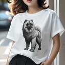 チャウチャウ Tシャツ レディース 犬ファン 半袖 春夏 犬柄 プリント カジュアル かわいい 人間用 個性派 ここだけのデザイン 面白 サングラス チャウチャ...