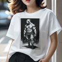 ピットブル Tシャツ レディース 犬ファン 半袖 春夏 犬柄 プリント カジュアル かわいい 人間用 個性派 ここだけのデザイン 面白 筋肉 ピットブル マッチョ ボディービル トレーニング