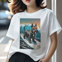 スコティッシュテリア Tシャツ レディース 犬ファン 半袖 春夏 犬柄 プリント カジュアル かわいい 人間用 個性派 ここだけのデザイン 面白 サーフィン ス...