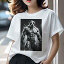 アメリカンピットブルテリア Tシャツ レディース 犬ファン 半袖 春夏 犬柄 プリント カジュアル かわいい 人間用 個性派 ここだけのデザイン 面白 筋肉 アメリカンピットブルテリア マッチョ 肉体美 ボディビル