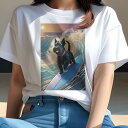スコティッシュテリア Tシャツ レディース 犬ファン 半袖 春夏 犬柄 プリント カジュアル かわいい 人間用 個性派 ここだけのデザイン 面白 波 スコティッ...