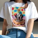ダルメシアン Tシャツ レディース 犬ファン 半袖 春夏 犬柄 プリント カジュアル かわいい 人間用 個性派 ここだけのデザイン 面白 ドーナツ ダルメシアン...