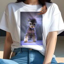 ミニチュアシュナウザー Tシャツ レディース 犬ファン 半袖 春夏 犬柄 プリント カジュアル かわいい 人間用 個性派 ここだけのデザイン 面白 ミニチュアシ...