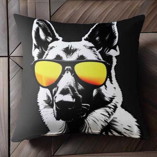 サングラス ジャーマンシェパード クッションカバー 45×45cm アニマル柄 おしゃれ 可愛い クッション本体付き 正方形 犬ファン