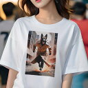 ジャーマンシェパードドッグ Tシャツ レディース 犬ファン 半袖 春夏 犬柄 プリント カジュアル かわいい 人間用 個性派 ここだけのデザイン 面白 トレンチ...