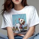 ウエストハイランドホワイトテリア Tシャツ レディース 犬ファン 半袖 春夏 犬柄 プリント カジュアル かわいい 人間用 個性派 ここだけのデザイン 面白 空...