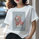 フレンチブルドッグ Tシャツ レディース 犬ファン 半袖 春夏 犬柄 プリント カジュアル かわいい 人間用 個性派 ここだけのデザイン 面白 雨 フレンチブル...