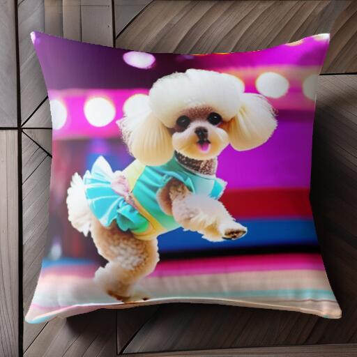 ステージ トイプードル ライト ダンス 衣装 クッションカバー 45×45cm アニマル柄 おしゃれ 可愛い ク..