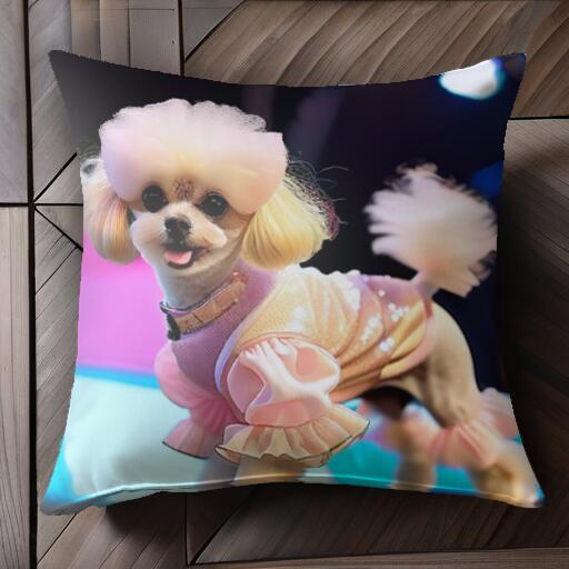 ステージ トイプードル 衣裝 ドッグファッション クッションカバー 45×45cm アニマル柄 おしゃれ 可愛(ài)い クッション本體付き 正方形 犬ファン