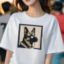 ジャーマンシェパードドッグ Tシャツ レディース 犬ファン 半袖 春夏 犬柄 プリント カジュアル かわいい 人間用 個性派 ここだけのデザイン 面白 メガネ ...