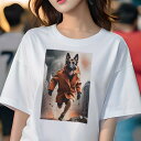 ジャーマンシェパードドッグ Tシャツ レディース 犬ファン 半袖 春夏 犬柄 プリント カジュアル かわいい 人間用 個性派 ここだけのデザイン 面白 コート ...