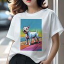 ウエストハイランドホワイトテリア Tシャツ レディース 犬ファン 半袖 春夏 犬柄 プリント カジュアル かわいい 人間用 個性派 ここだけのデザイン 面白 海...