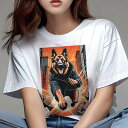 ジャーマンシェパードドッグ Tシャツ レディース 犬ファン 半袖 春夏 犬柄 プリント カジュアル かわいい 人間用 個性派 ここだけのデザイン 面白 高層ビル...
