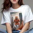 チャウチャウ Tシャツ レディース 犬ファン 半袖 春夏 犬柄 プリント カジュアル かわいい 人間用 個性派 ここだけのデザイン 面白 高層ビル チャウチャウ...