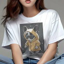 フレンチブルドッグ Tシャツ レディース 犬ファン 半袖 春夏 犬柄 プリント カジュアル かわいい 人間用 個性派 ここだけのデザイン 面白 雨 フレンチブル...