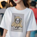 フレンチブルドッグ Tシャツ レディース 犬ファン 半袖 春夏 犬柄 プリント カジュアル かわいい 人間用 個性派 ここだけのデザイン 面白 レインコート フ...